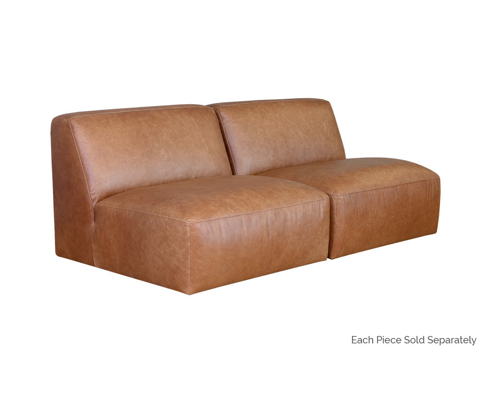 Sunpan Watson Modular Armless Chair In Marseille Black/Camel Leather