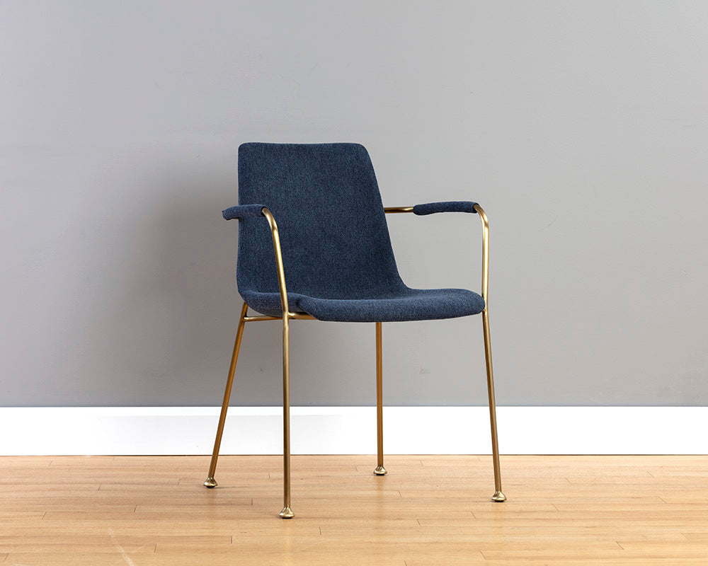 Sunpan Hathaway Dining Armchair - Belfast Navy/Oatmeal/Oyster Shell/Rust