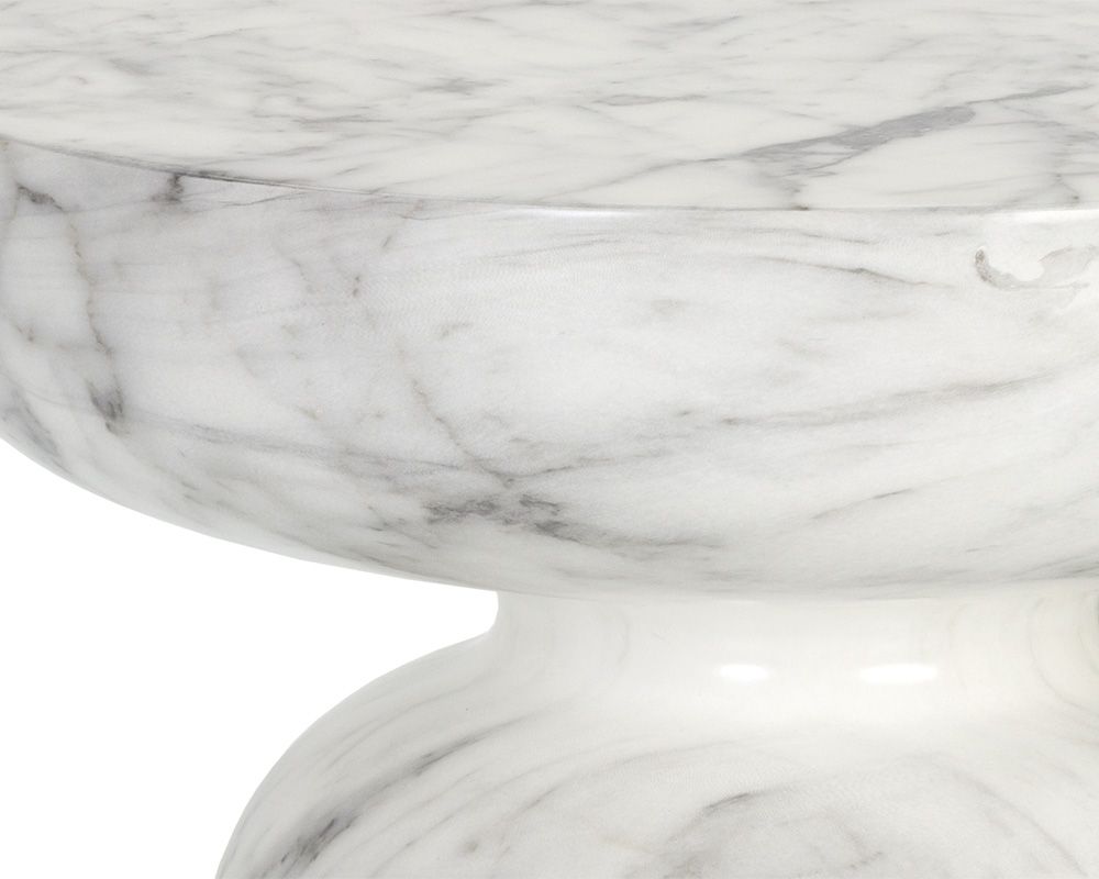 Sunpan Lucida End Table - Marble Look - White / Black