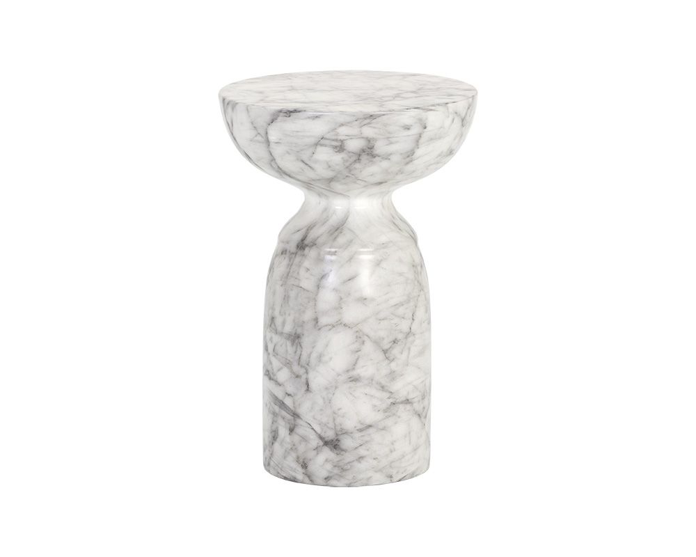 Sunpan Goya End Table - Marble Look - White