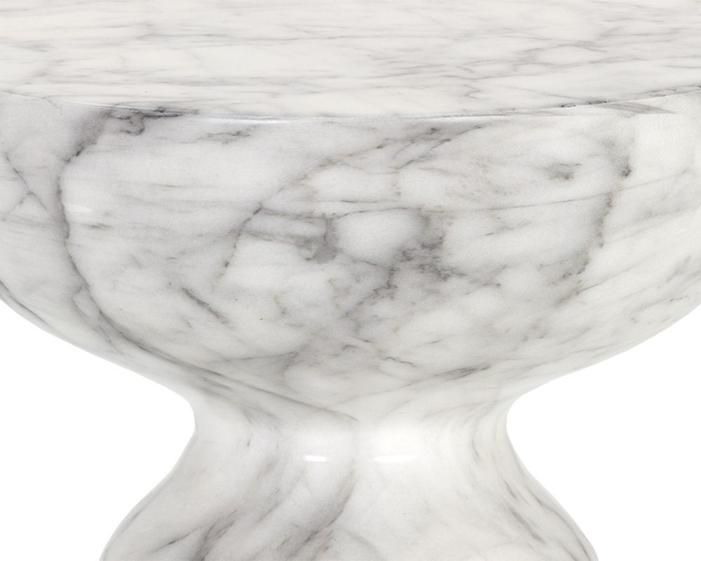 Sunpan Goya End Table - Marble Look - White