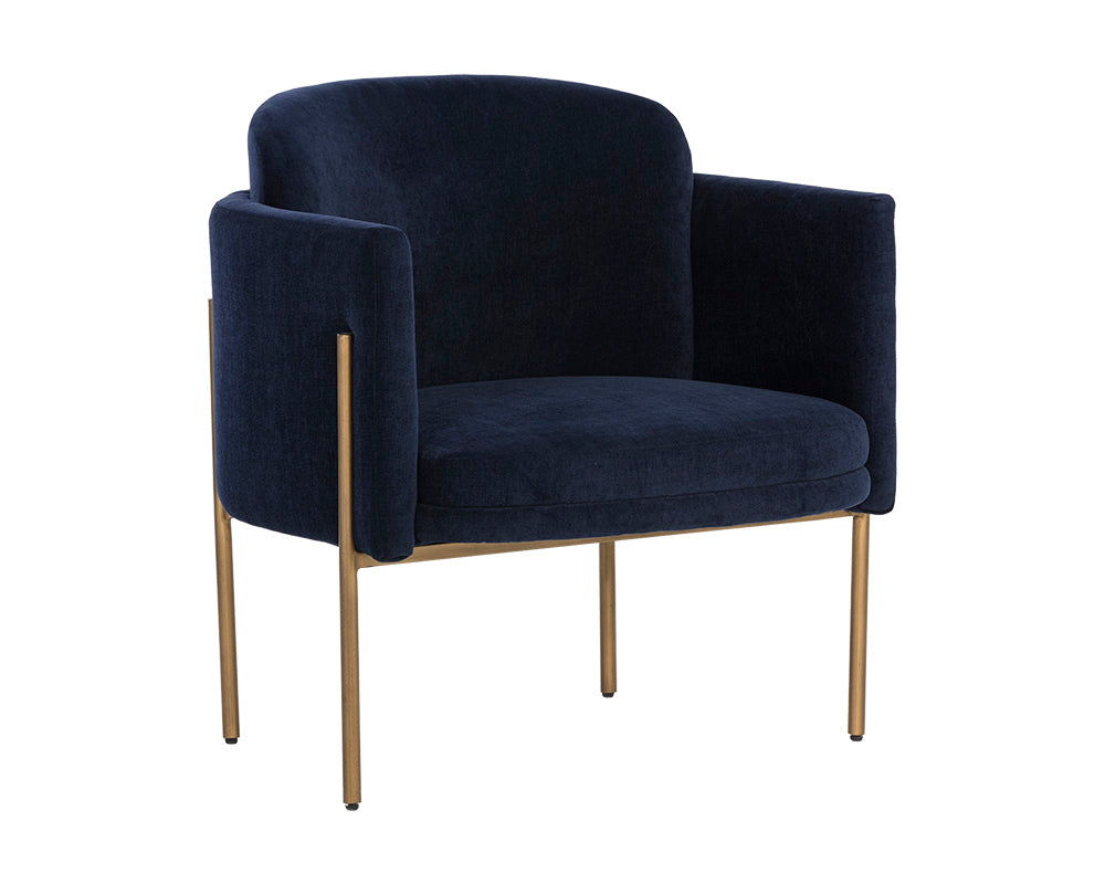 Sunpan Richie Lounge Chair In Antique Brass and Danny Navy/Black and Eclipse White