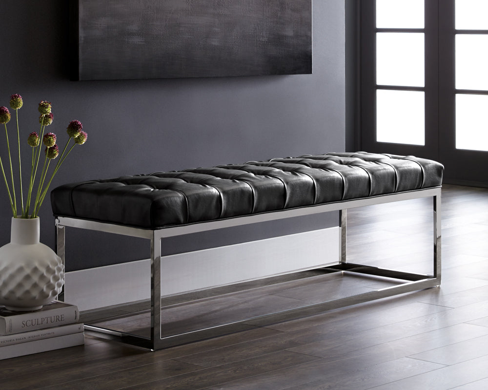Sunpan Sutton Bench - Cantina Black/Magnetite/Peanut/White