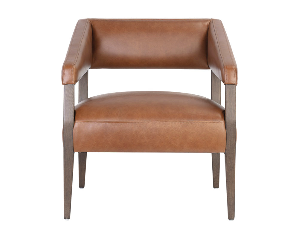 Sunpan Carlyle Lounge Chair in Brentwood Charcoal / Saloon Light Grey / Shalimar Tobacco Leather