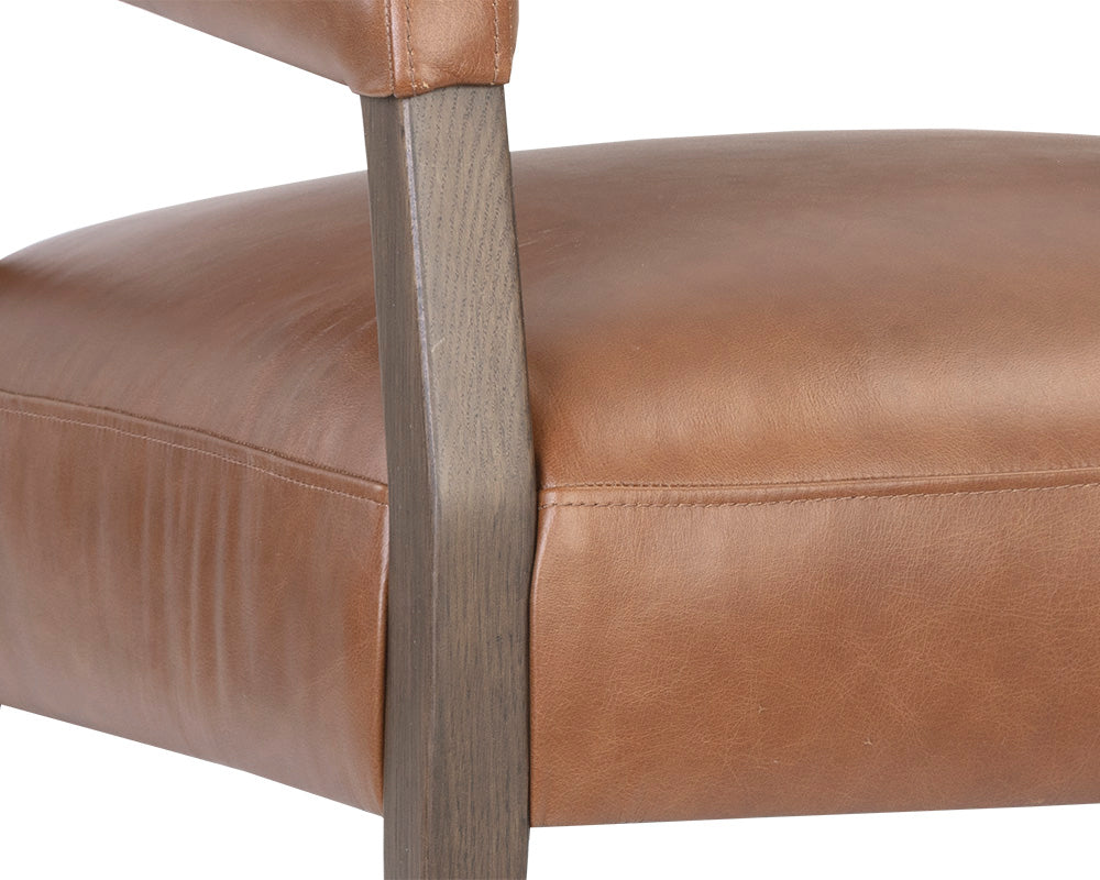 Sunpan Carlyle Lounge Chair in Brentwood Charcoal / Saloon Light Grey / Shalimar Tobacco Leather