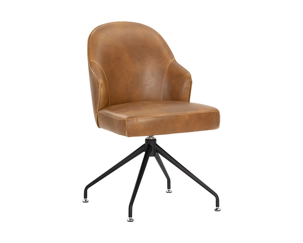 Sunpan Bretta Swivel Dining Chair - Overcast Grey / Tobacco Tan / Moto Stucco