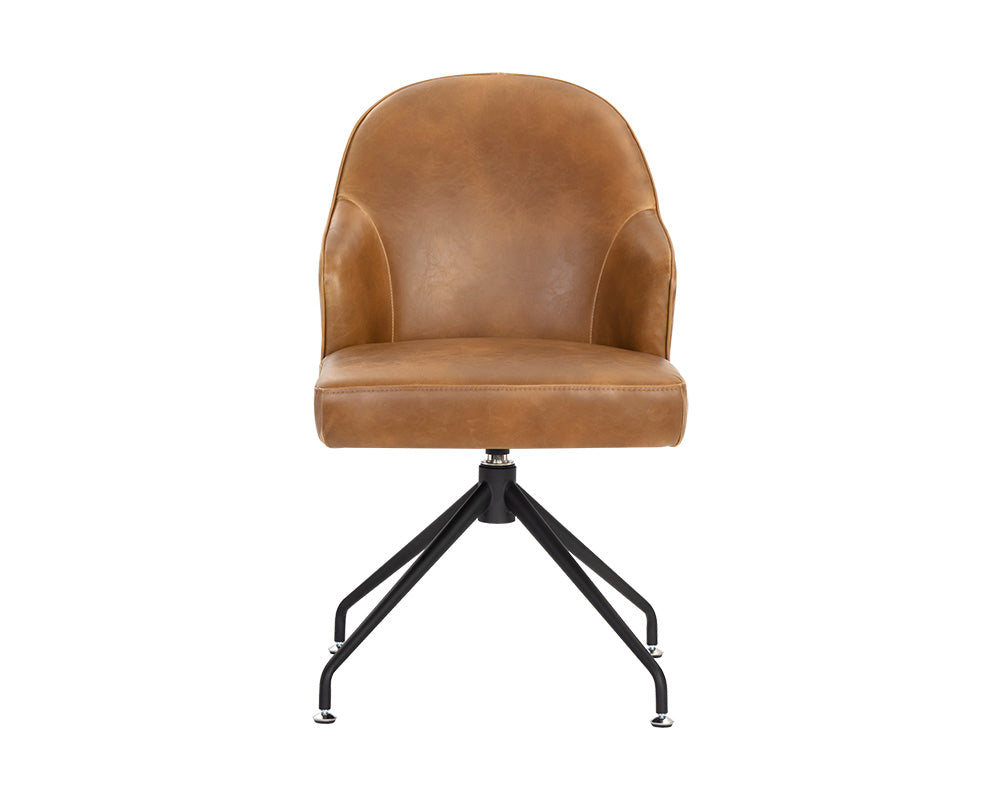 Sunpan Bretta Swivel Dining Chair - Overcast Grey / Tobacco Tan / Moto Stucco