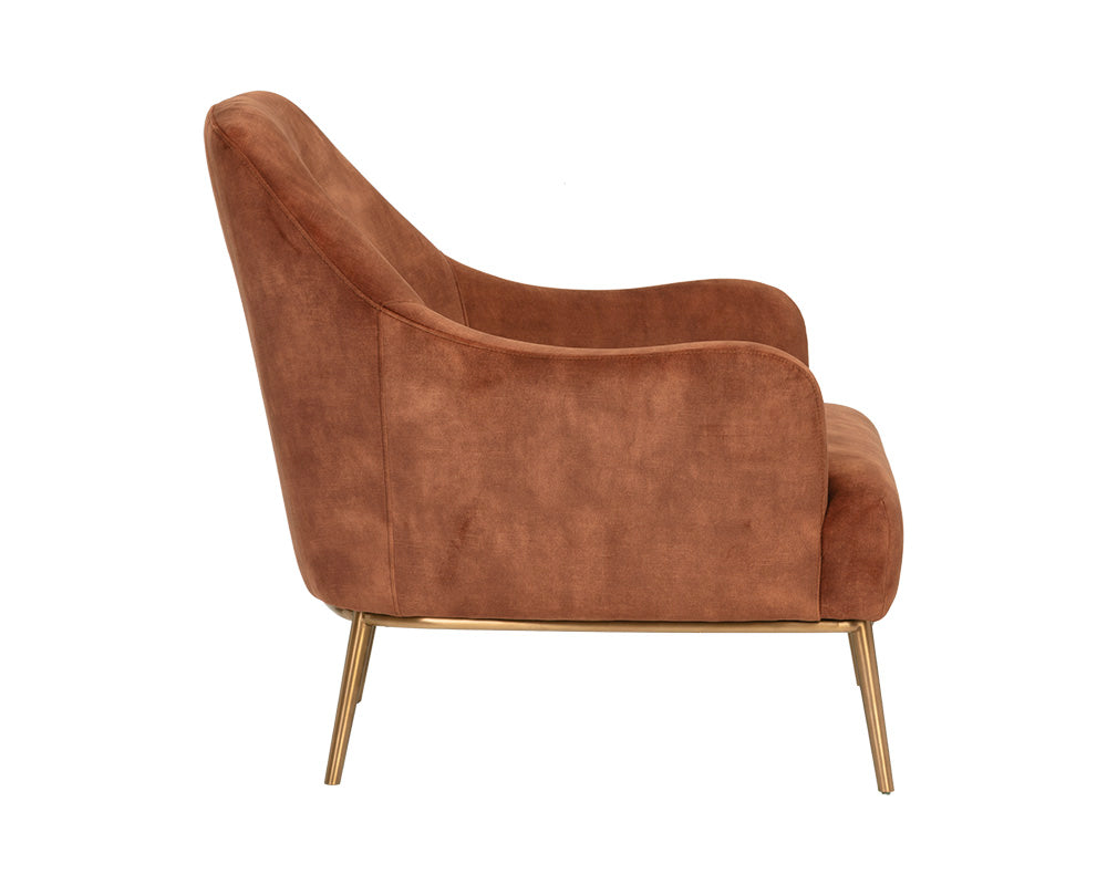 Sunpan Cameron Lounge Chair In Nono Petrol / Nono Rust / Nono Shitake
