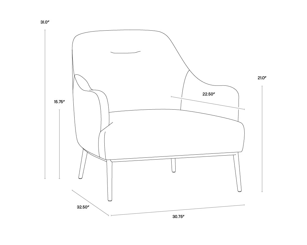 Sunpan Cameron Lounge Chair In Nono Petrol / Nono Rust / Nono Shitake