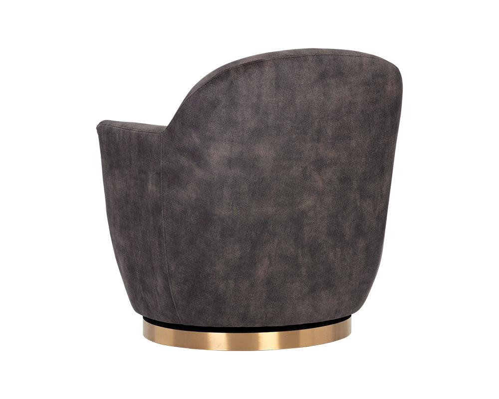 Sunpan Casey Swivel Lounge Chair in Nono Cream/ Petrol / Shitake