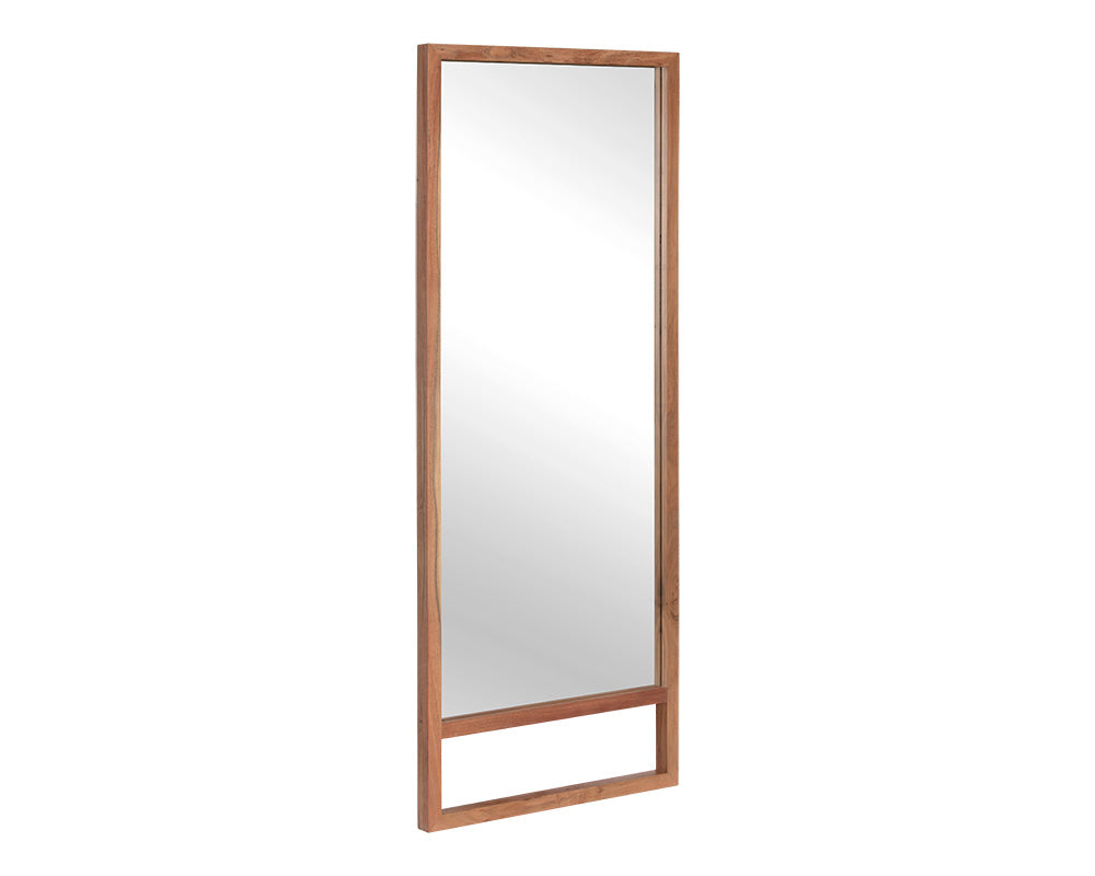 Sunpan Bridgeport Floor Mirror in Dark Brown/Natural