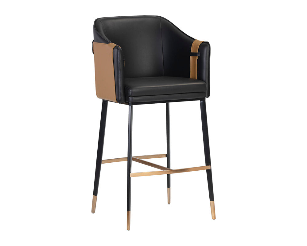 Sunpan Carter Barstool - Napa Beige And Napa Tan/Napa Black And Napa Cognac