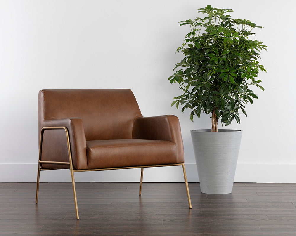 Sunpan Cybil Lounge Chair in Vintage Caramel Leather