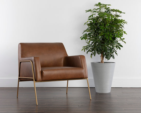 Sunpan Cybil Lounge Chair in Vintage Caramel Leather