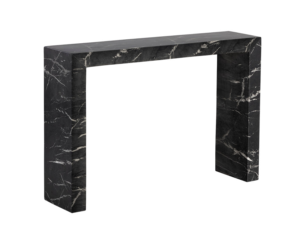 Sunpan Axle Console Table - Marble Look In Black/Grey
