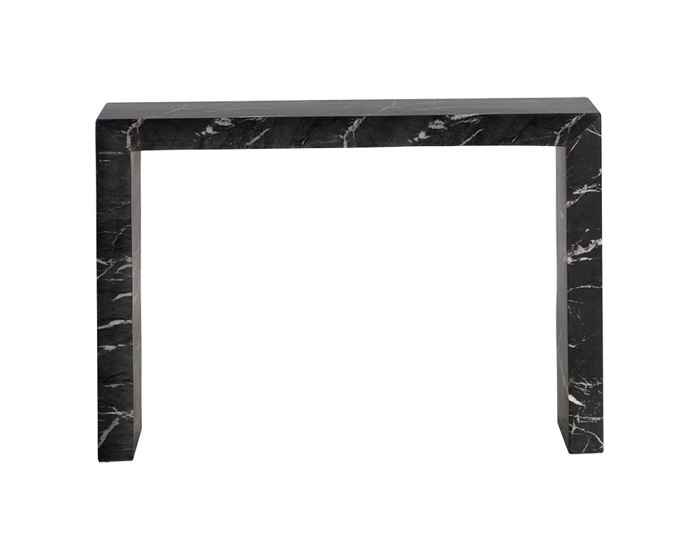 Sunpan Axle Console Table - Marble Look In Black/Grey