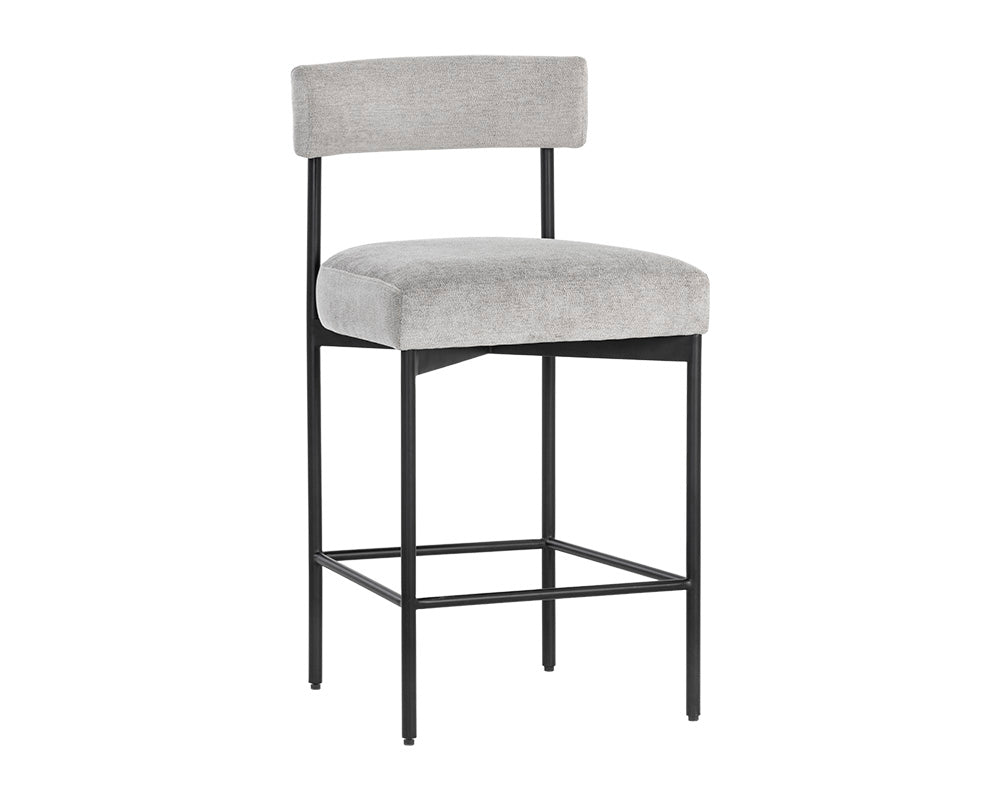 Sunpan Seneca Counter Stool - Antique Brass and Arena Cement/Antique Brass and Arena Navy/Black and Polo Club Stone