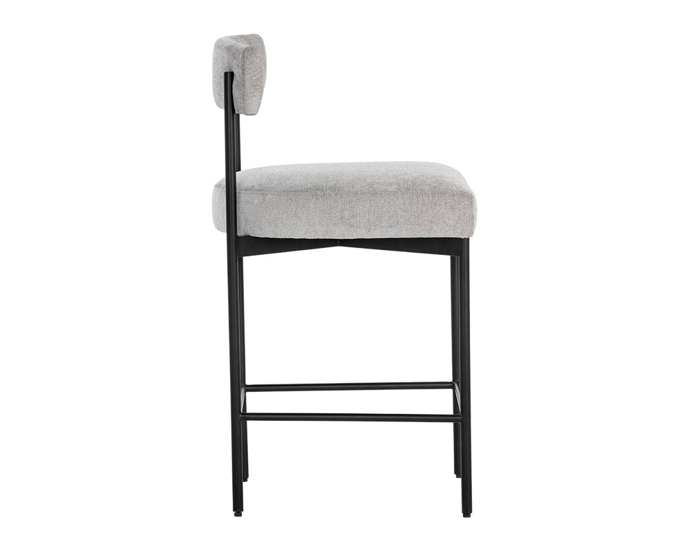 Sunpan Seneca Counter Stool - Antique Brass and Arena Cement/Antique Brass and Arena Navy/Black and Polo Club Stone