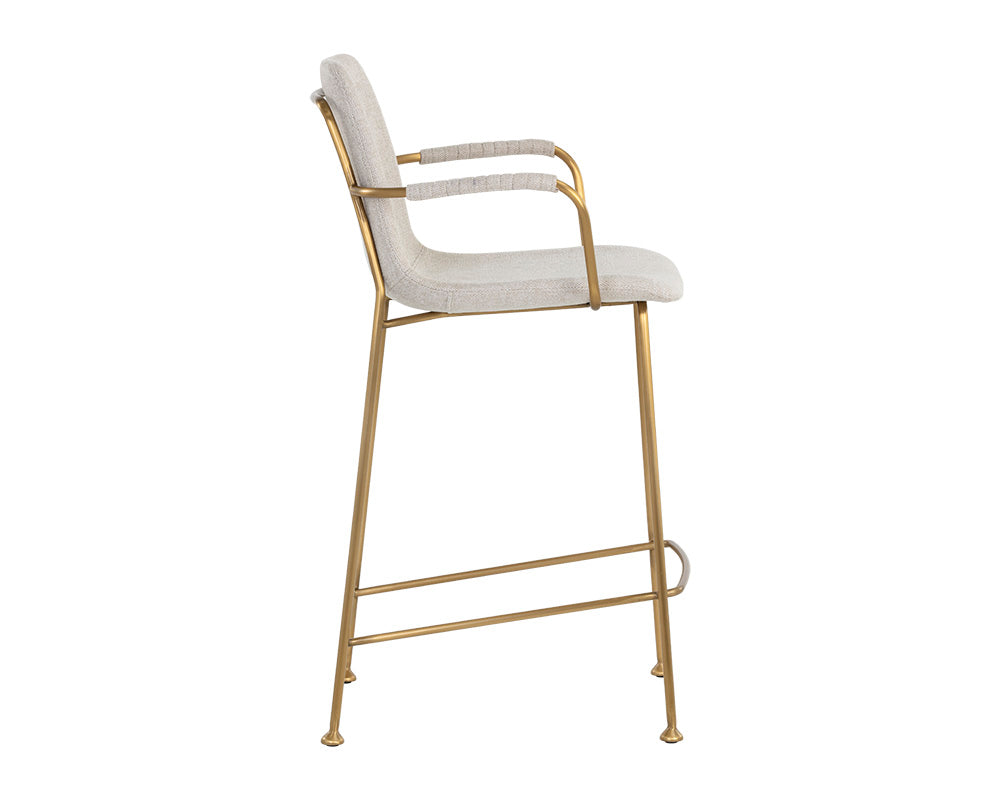 Sunpan Hathaway Counter Stool - Belfast Navy/Oatmeal/Oyster Shell