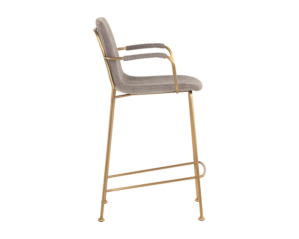 Sunpan Hathaway Counter Stool - Belfast Navy/Oatmeal/Oyster Shell
