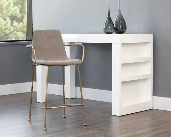 Sunpan Hathaway Counter Stool - Belfast Navy/Oatmeal/Oyster Shell