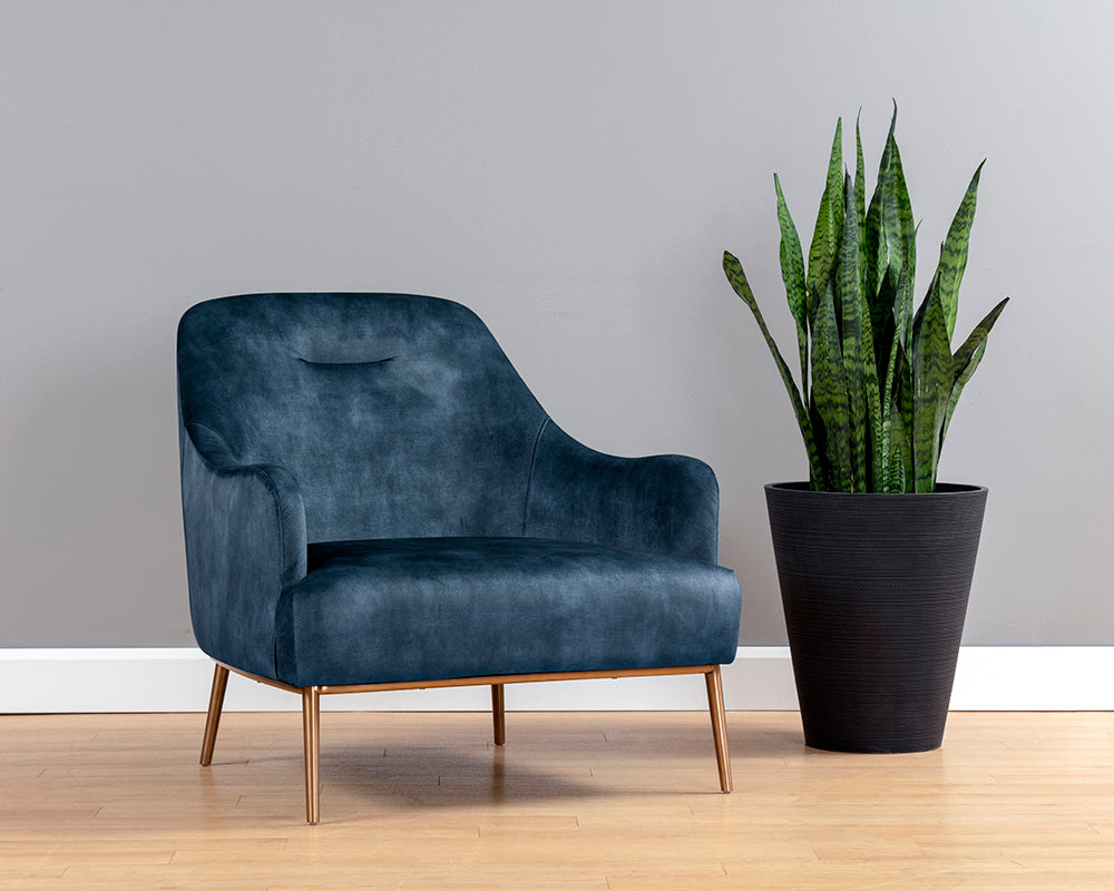 Sunpan Cameron Lounge Chair In Nono Petrol / Nono Rust / Nono Shitake