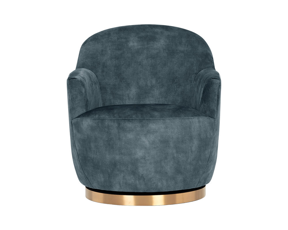 Sunpan Casey Swivel Lounge Chair in Nono Cream/ Petrol / Shitake