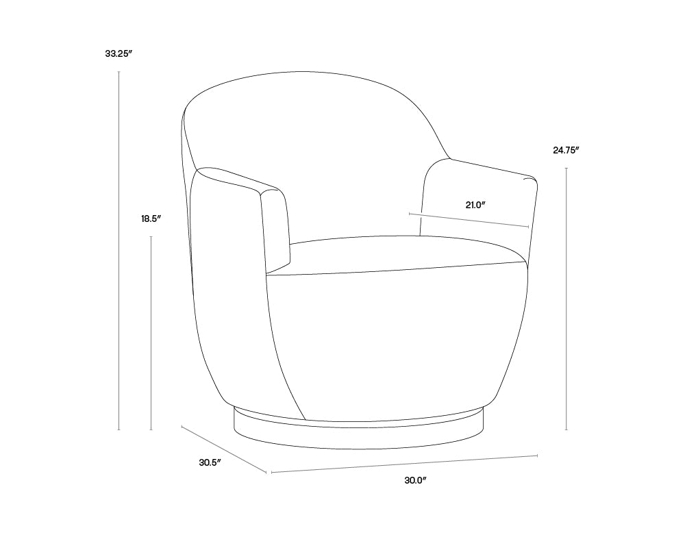 Sunpan Casey Swivel Lounge Chair in Nono Cream/ Petrol / Shitake