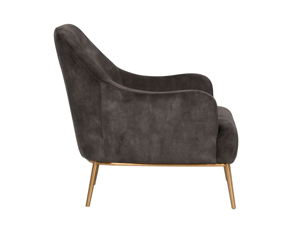 Sunpan Cameron Lounge Chair In Nono Petrol / Nono Rust / Nono Shitake