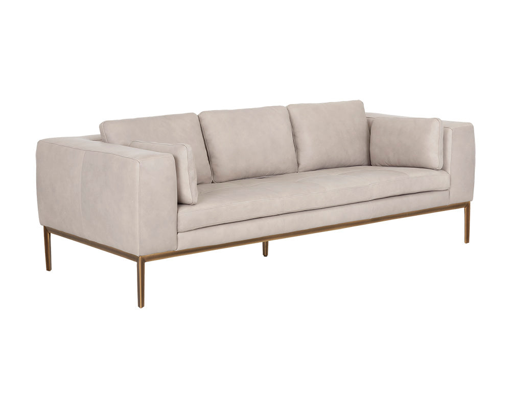 Sunpan Burr Sofa in Bali Bone / Behike Saddle / Serbia Black Leather