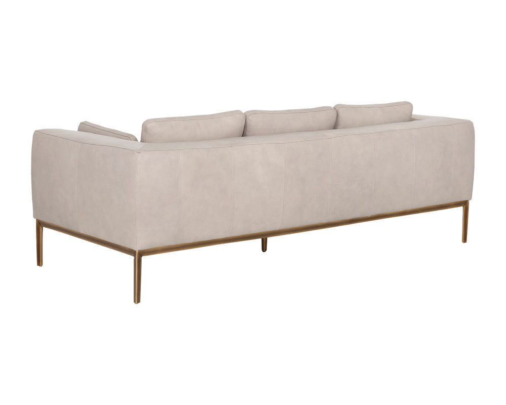 Sunpan Burr Sofa in Bali Bone / Behike Saddle / Serbia Black Leather