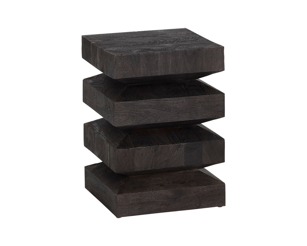 Sunpan Cormac End Table in Dark Brown / Rustic Oak