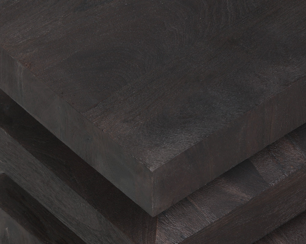 Sunpan Cormac End Table in Dark Brown / Rustic Oak