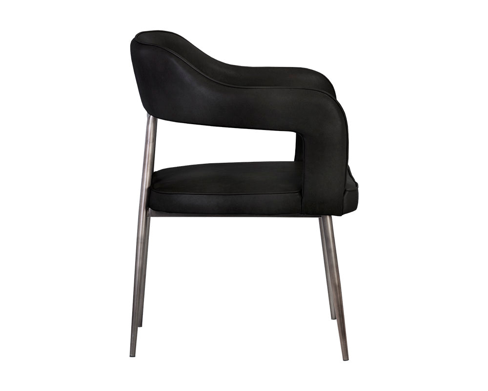 Sunpan Kenny Dining Armchair - Bravo Black/Metal