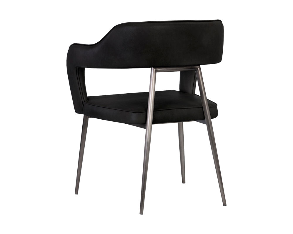 Sunpan Kenny Dining Armchair - Bravo Black/Metal