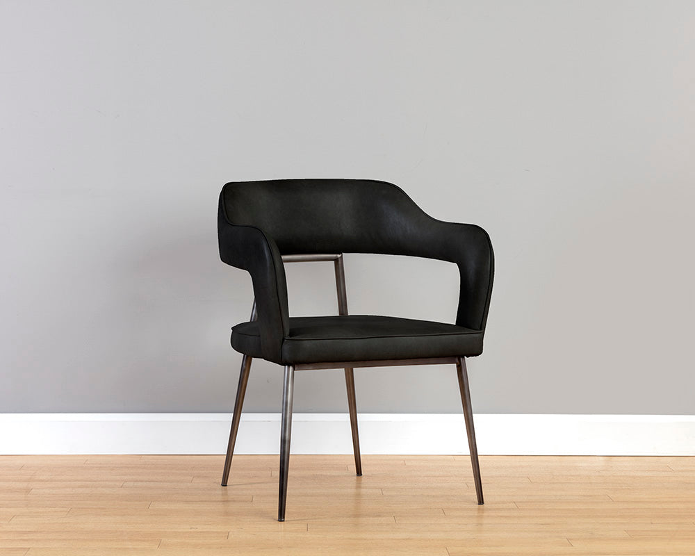 Sunpan Kenny Dining Armchair - Bravo Black/Metal
