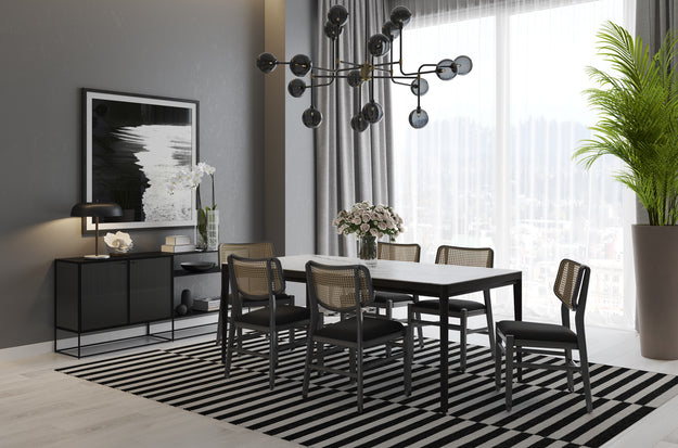 Sunpan Annex Dining Chair - Abbington Black / Natural and Velvet Black / Natural