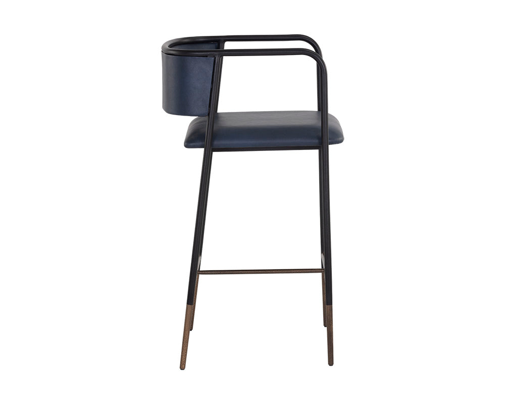 Sunpan Brenan Counter Stool in Bravo Admiral / Cognac / Zenith Alabaster