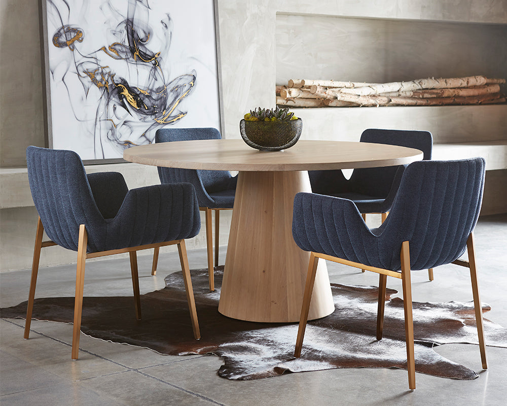 Sunpan Althea Dining Table - Round in Brown Oak/Light Oak 54"