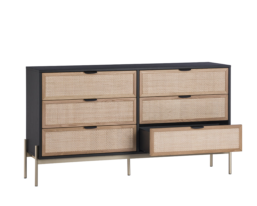 Sunpan Avida Dresser in Gold and Black/Natural