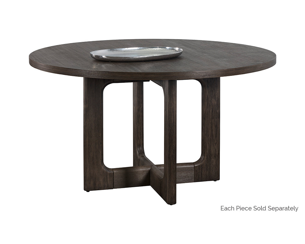 Sunpan Cypher Dining Table Base in Wood and Dark Brown / White Ceruse
