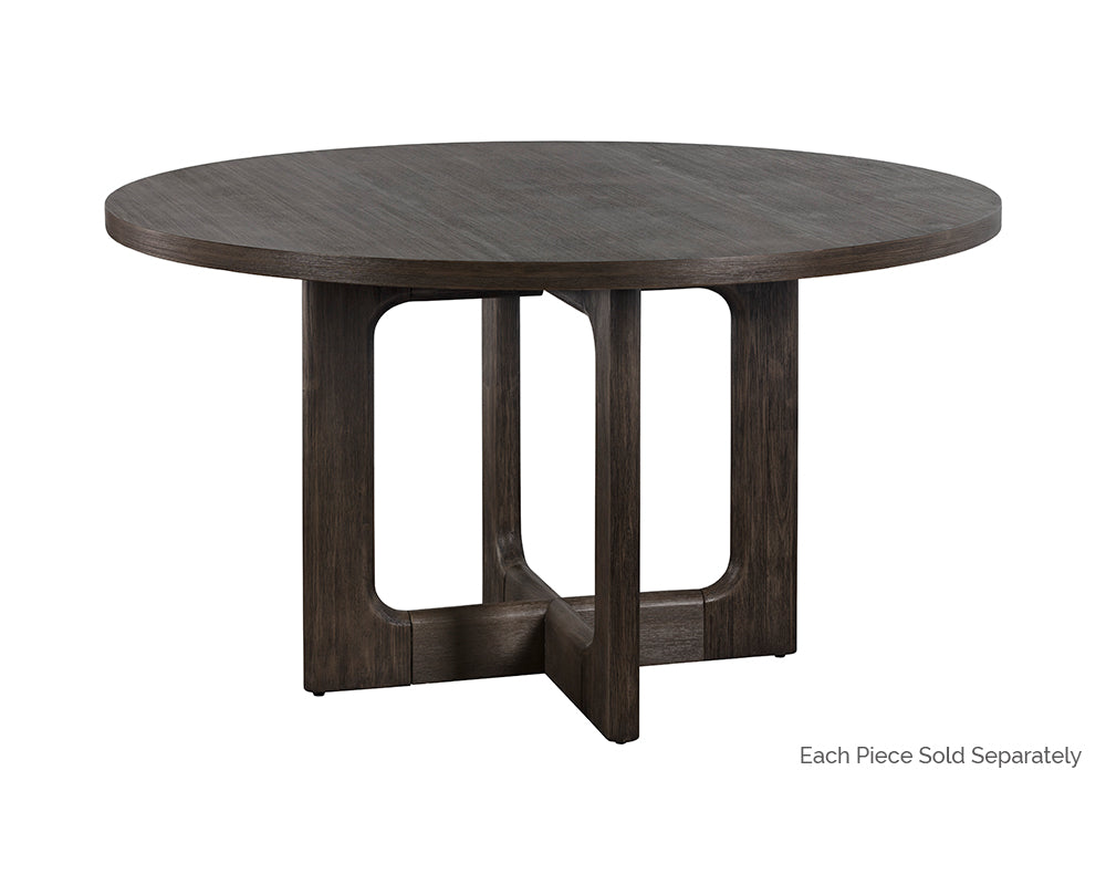 Sunpan Cypher Dining Table Base in Wood and Dark Brown / White Ceruse