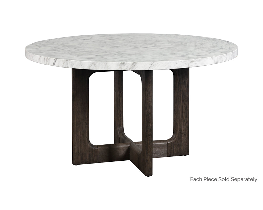 Sunpan Cypher Dining Table Base in Wood and Dark Brown / White Ceruse