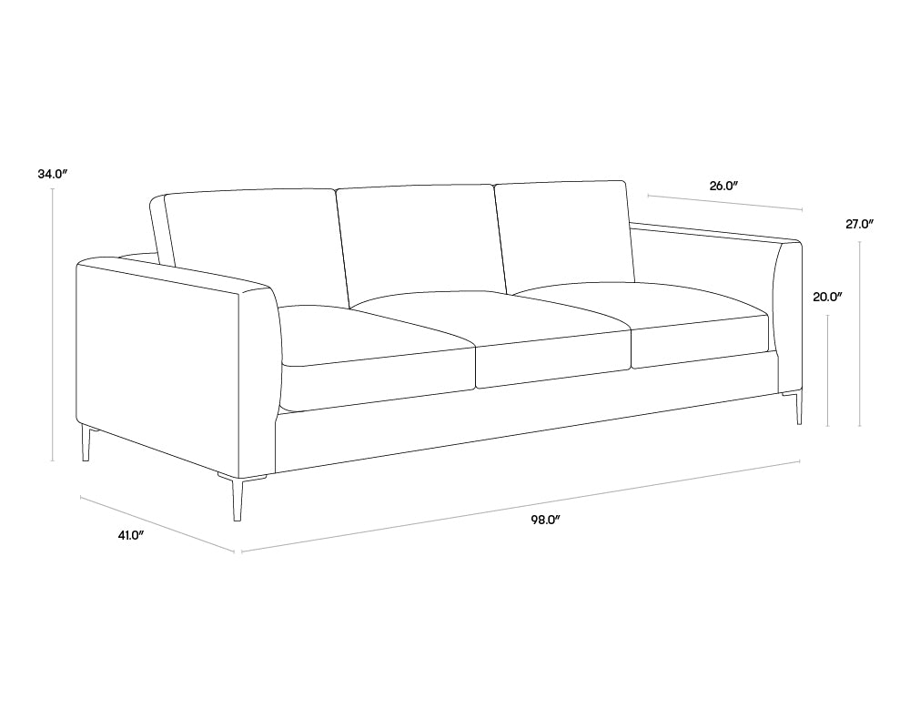 Sunpan Byward Sofa In Liv Smoke/Wicker