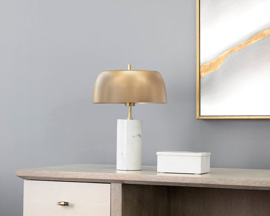 Sunpan Aludra Table Lamp in Grey Marble and Antique Silver / White Marble and Gold
