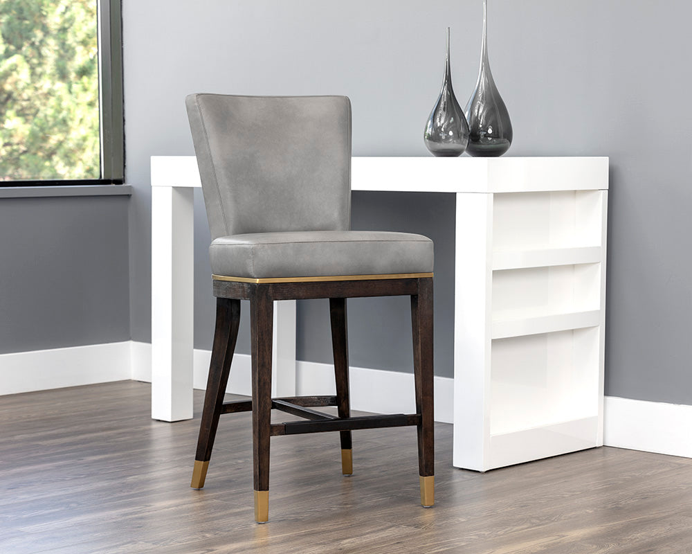 Sunpan Alister Counter Stool in Bravo Black and Abbington Black / Polo Club Stone