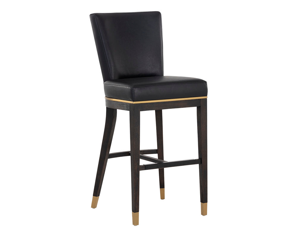 Sunpan Alister Barstool in Bravo Black and Abbington Black / Bravo Metal and Polo Club Stone