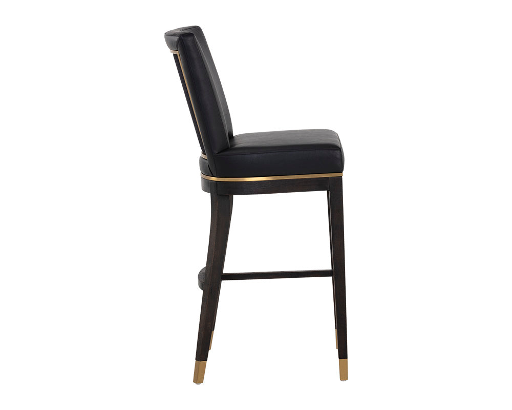 Sunpan Alister Barstool in Bravo Black and Abbington Black / Bravo Metal and Polo Club Stone