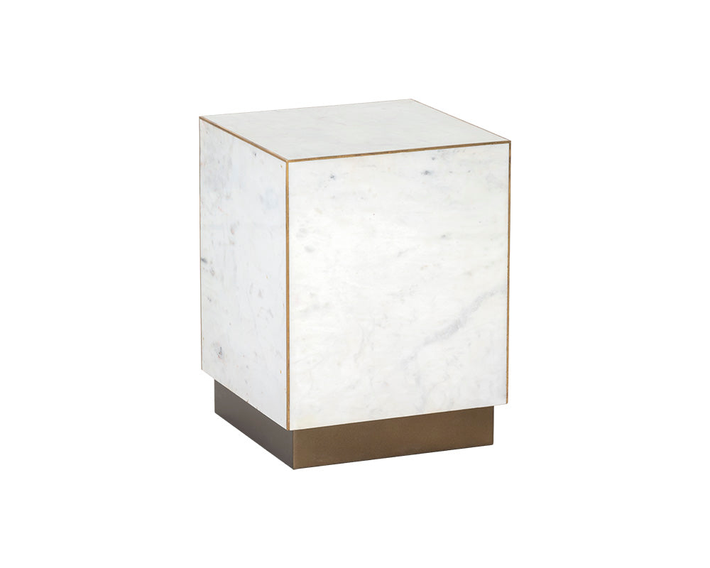 Sunpan Daines End Table in Grey / White Marble