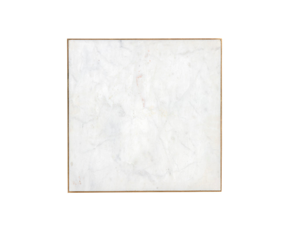 Sunpan Daines End Table in Grey / White Marble